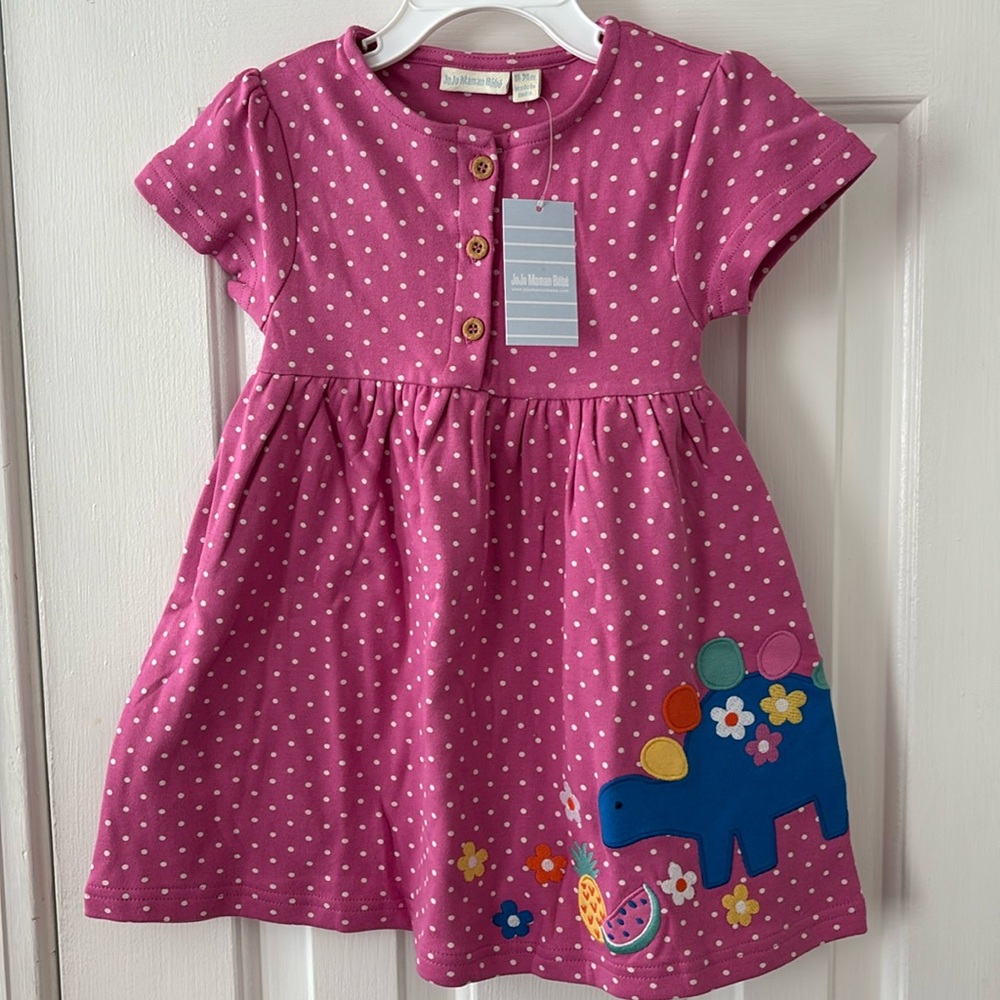 Dino appliqué spot button dress